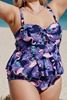 Picture of Purple Plus Size Ruffled Tankini with Floral Panty